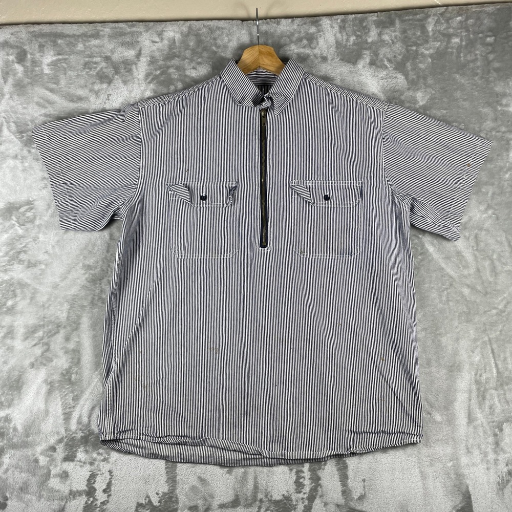 Vintage Half Zip Hickory Stripe Painter Work Shirt Men Large Key Ben Davis Styl